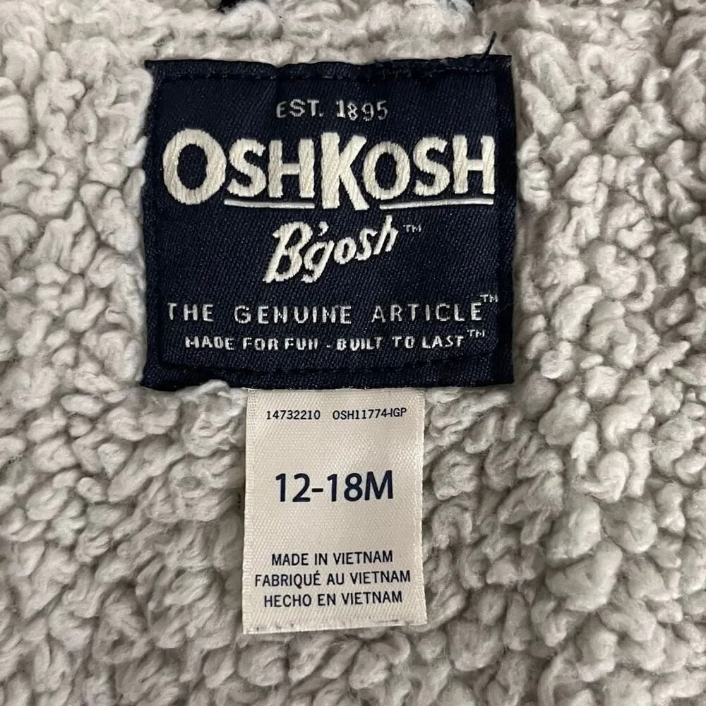 Osh Kosh Navy Blue Peacoat With Hood Boys Size 12-18 Months